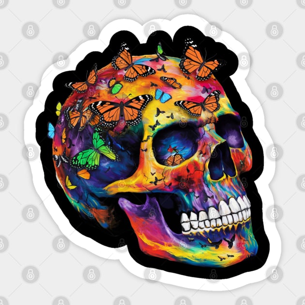 Floral Skull: Beauty and Darkness in Harmony Sticker by Steve